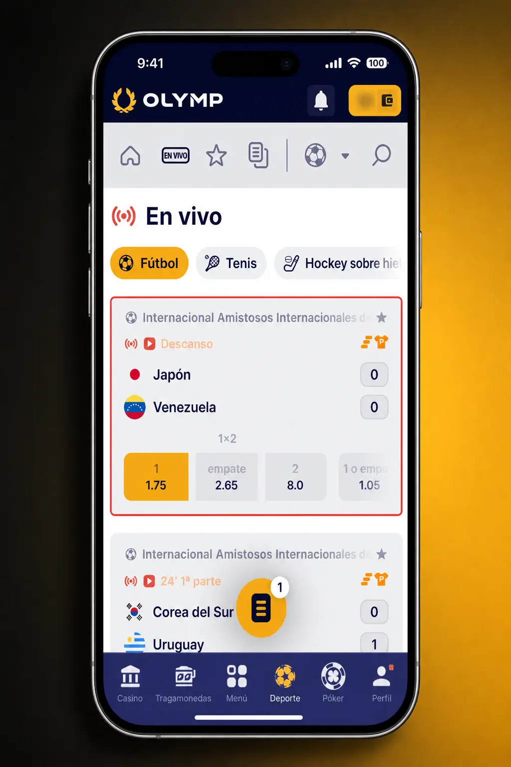 Pasos para registrarte, cargar saldo y hacer tu primera apuesta deportiva en Olymp Casino.