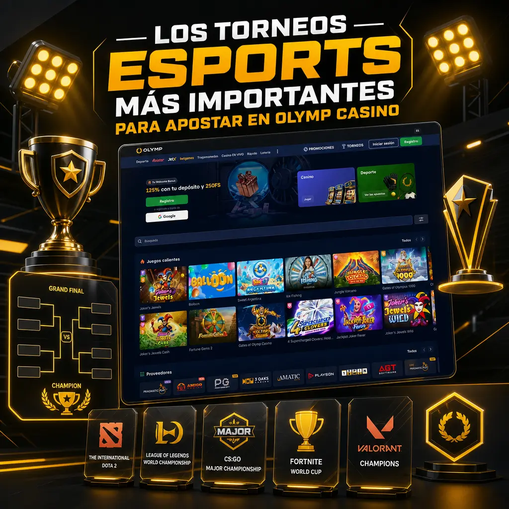 Tabla de torneos esports de CS2, Dota 2, LoL, Valorant y más para apostar en Olymp Casino.