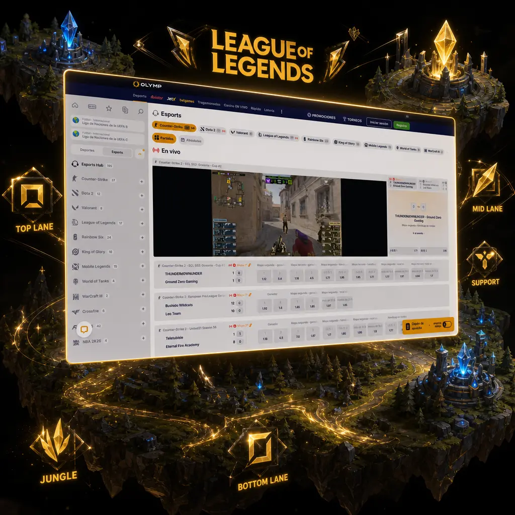 Apuestas en vivo de League of Legends: ganador, primer dragón, primera torre y kills en los principales torneos mundiales.
