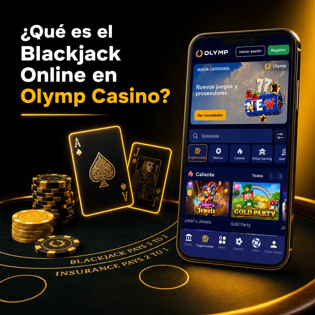 Mesa de Blackjack online en Olymp Casino con cartas y fichas, disponible en modo demo o con crupier en vivo.